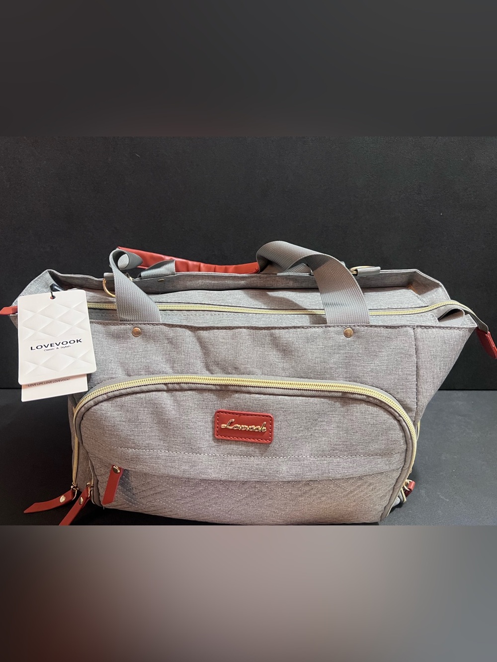 LOVEVOOK Grey Breast Pump Bag w/Accessories